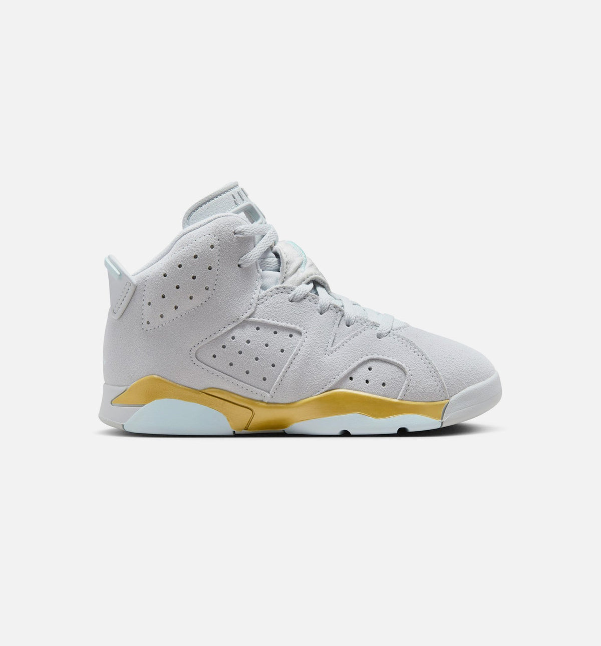 Air Jordan 6 Retro Pearl | Preschool Lifestyle Shoe | Pure Platinum/Glacier Blue/Metallic Gold