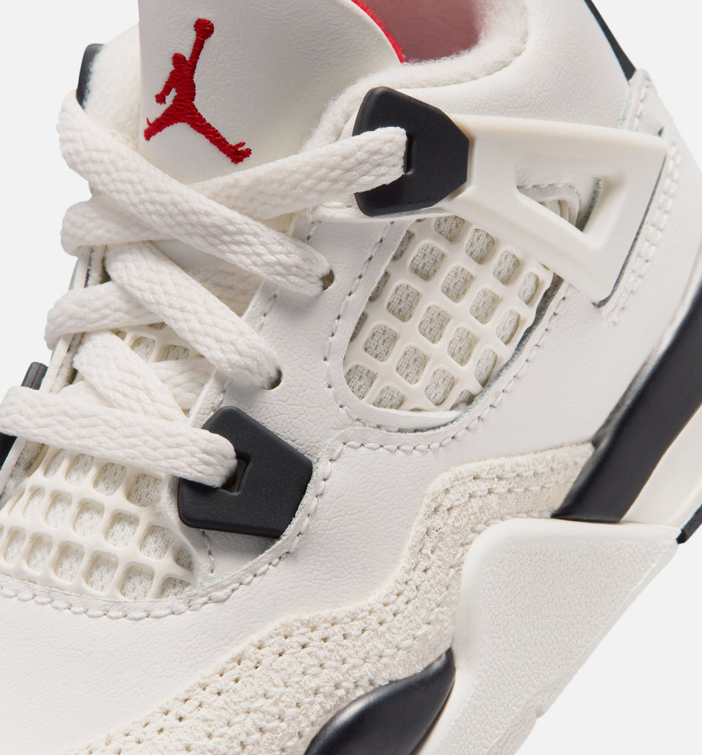 Air Jordan 4 Retro Flight Club Infant/Toddler Shoe - Sail/Black/University Red