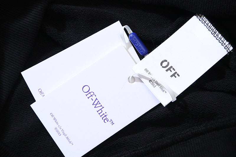OFF-WHITE Black Hoodie with Crystal Print