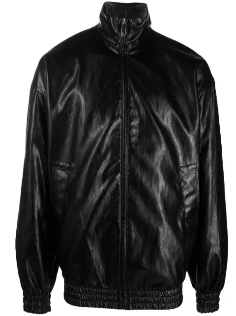 GCDS high-shine faux-leather jacket