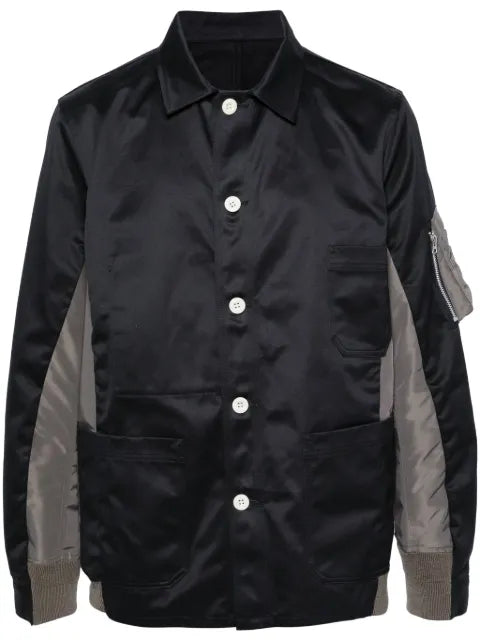 sacai spread-collar panelled shirt jacket