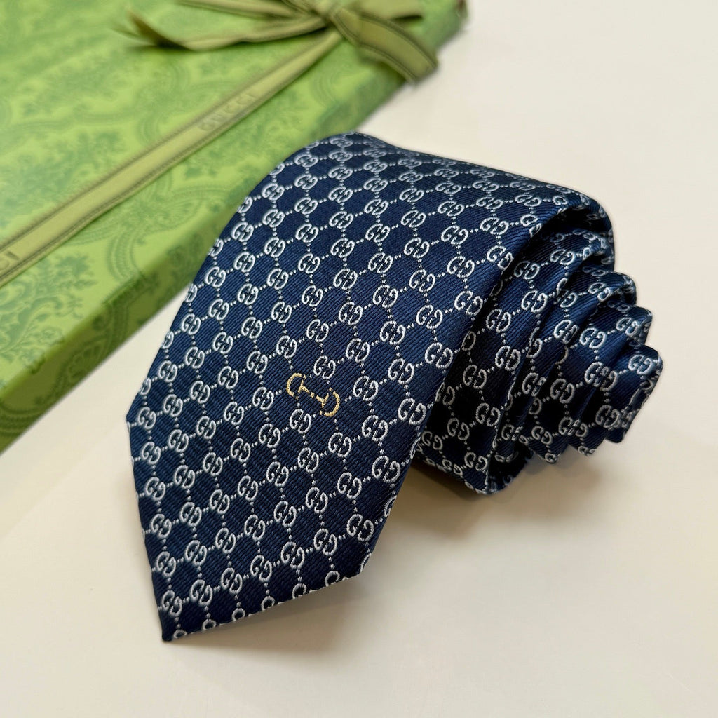 Gucci Style Men's Tonal GG Jacquard Silk Tie