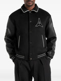 Manière De Voir Mona Lisa in black wool blend varsity jacket