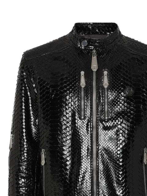 Philipp Plein leather jacket with zip fastening