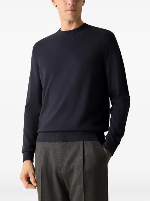 Zegna navy blue Oasi cashmere crewneck sweater
