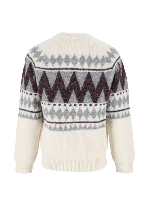 Peserico geometric-pattern raglan-sleeve sweater
