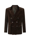 ETRO single-breasted jacket in stretch cotton velvet with arnica motif