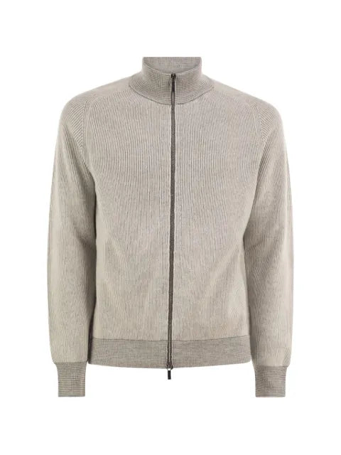 Peserico ribbed zip-up wool cardigan