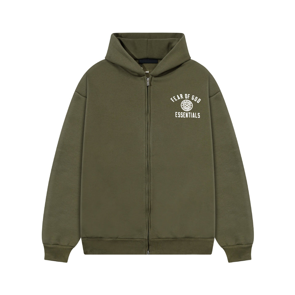Fear Of God Essentials Emblem Letter Zip Up Hoodie Unisex