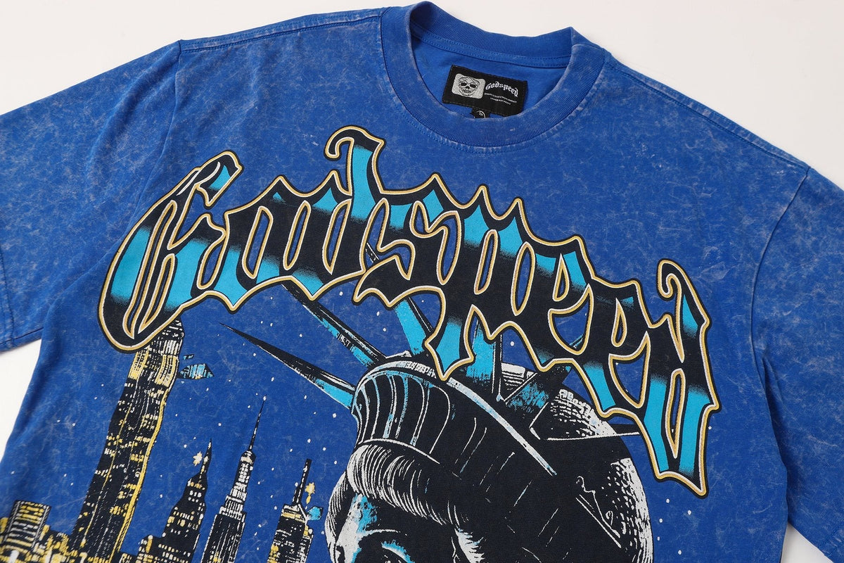 Godspeed Statue of Liberty Skyline Graphic T-Shirt