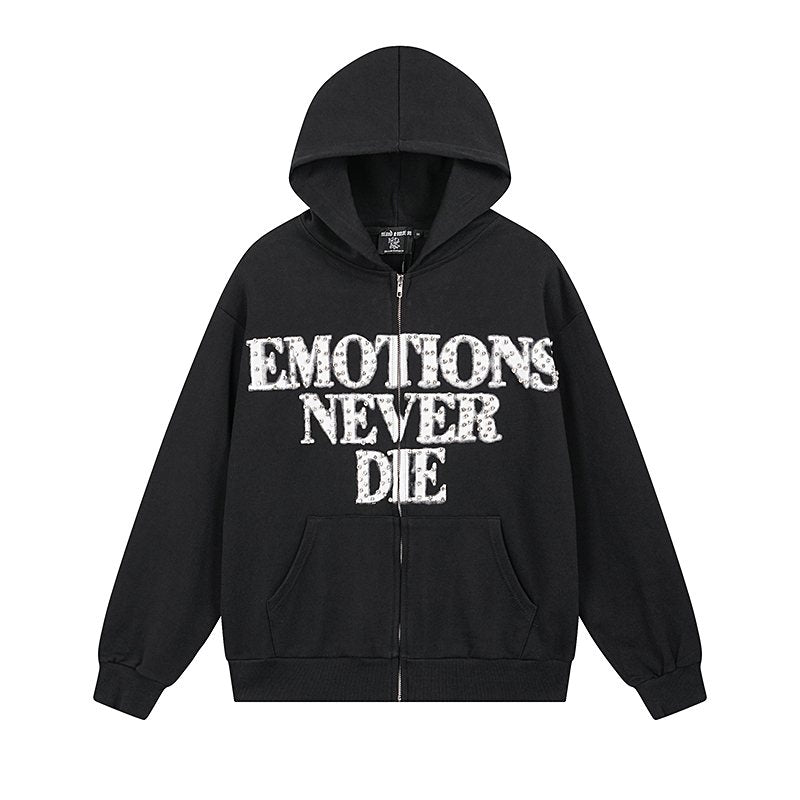 MIXED EMOTION Back Graphic Zip Hoodie
