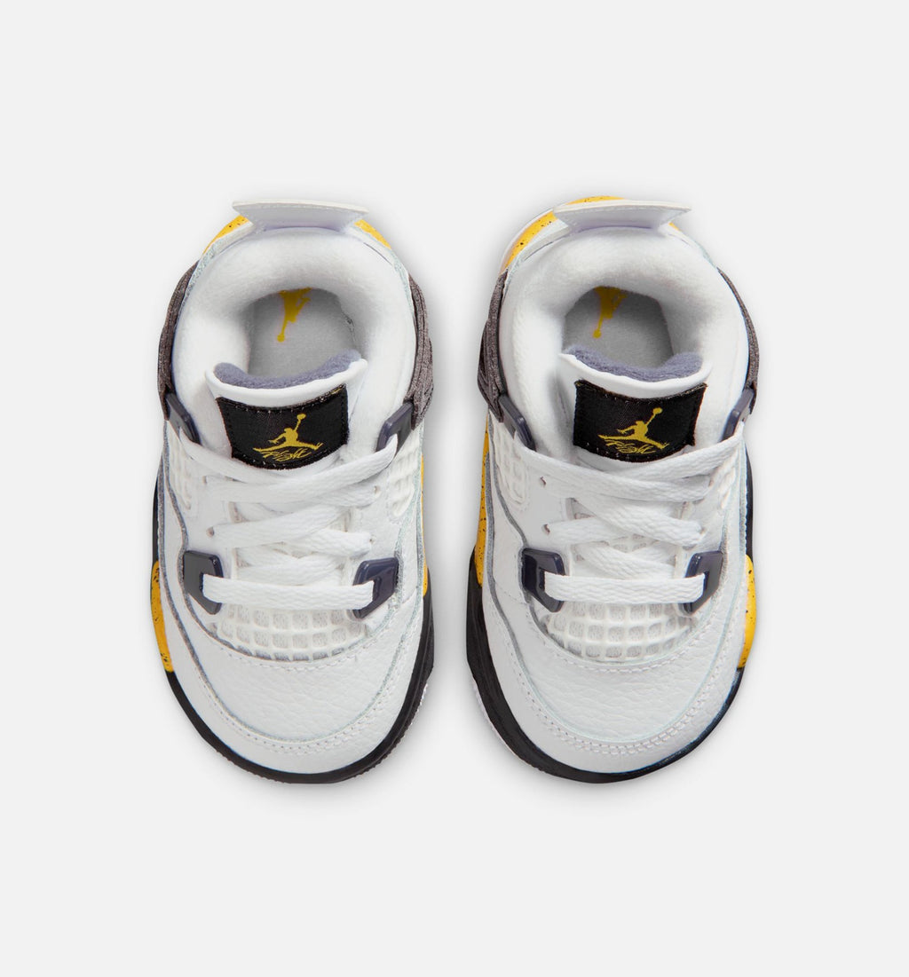 Air Jordan 4 Retro 'Rare Air Tour Yellow' - Infant/Toddler Lifestyle Sneaker (White/Dark Blue Grey/Black/Tour Yellow)