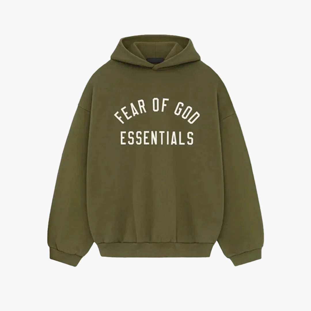 Essentials Fear Of God Fleece Hoodie Military