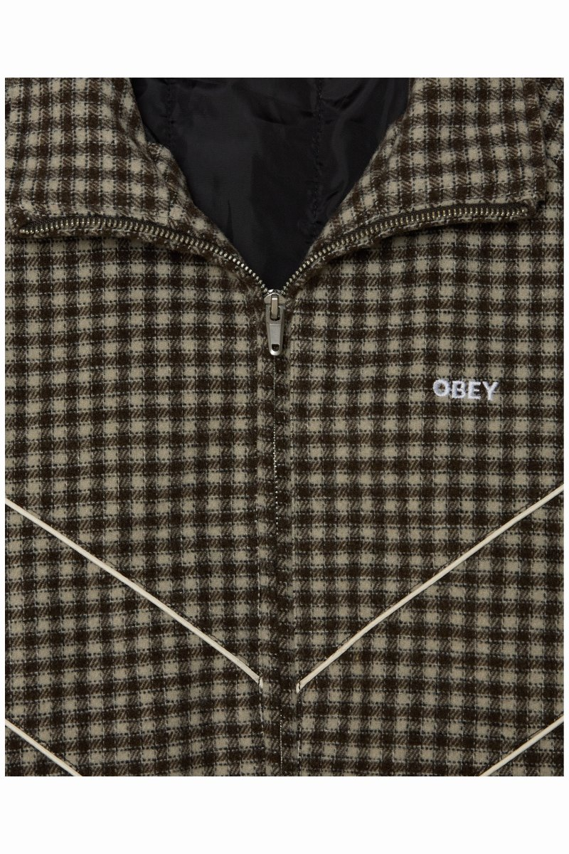 OBEY LEISURE TRAINING JACKET Abbey Stone plaid