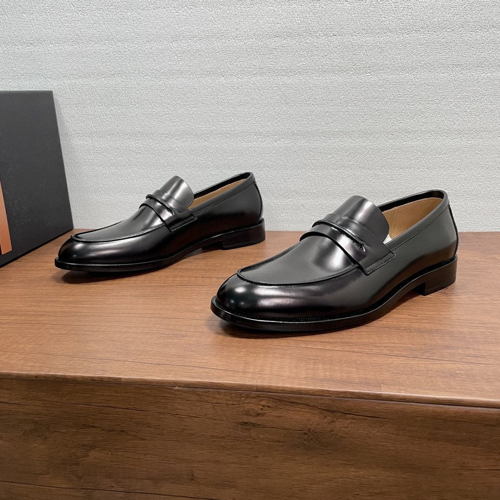 Zegna Men's Black Apron-Toe Loafers