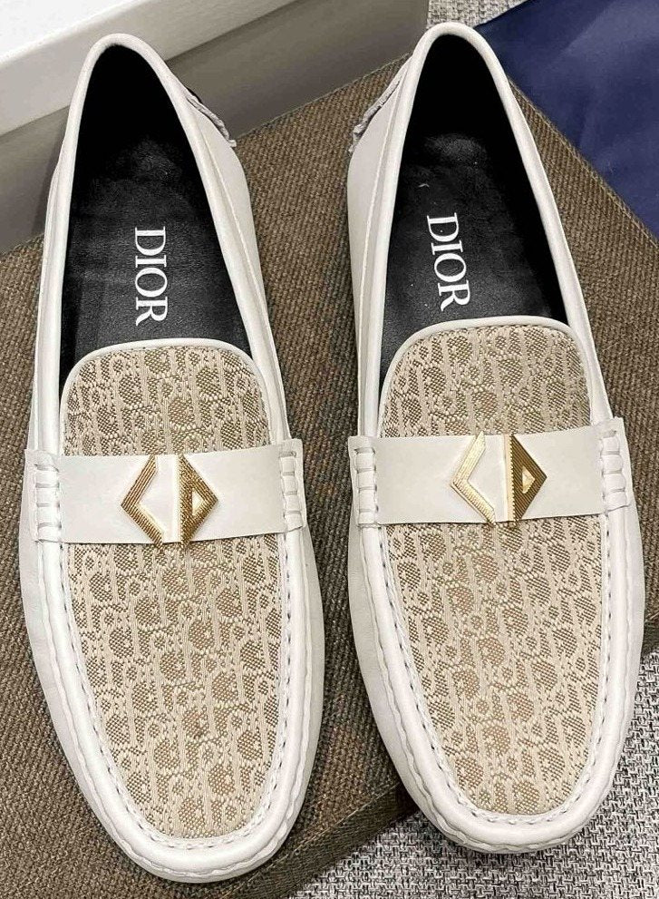 Dior Cream and Beige Patterned Loafers