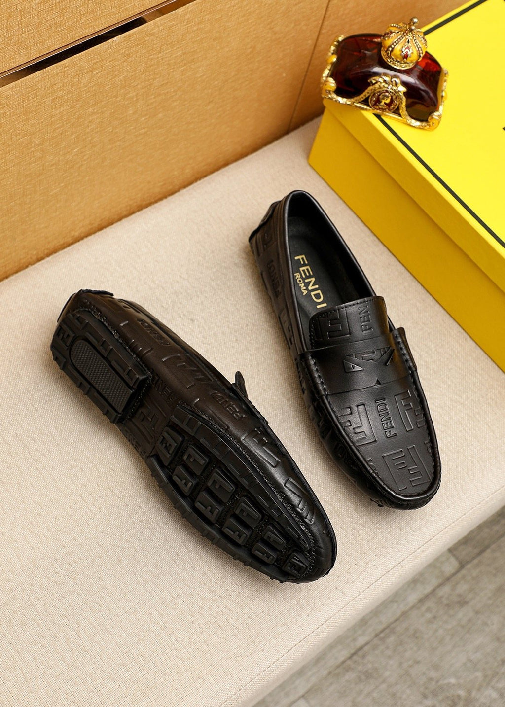 Fendi Black Embossed Loafers