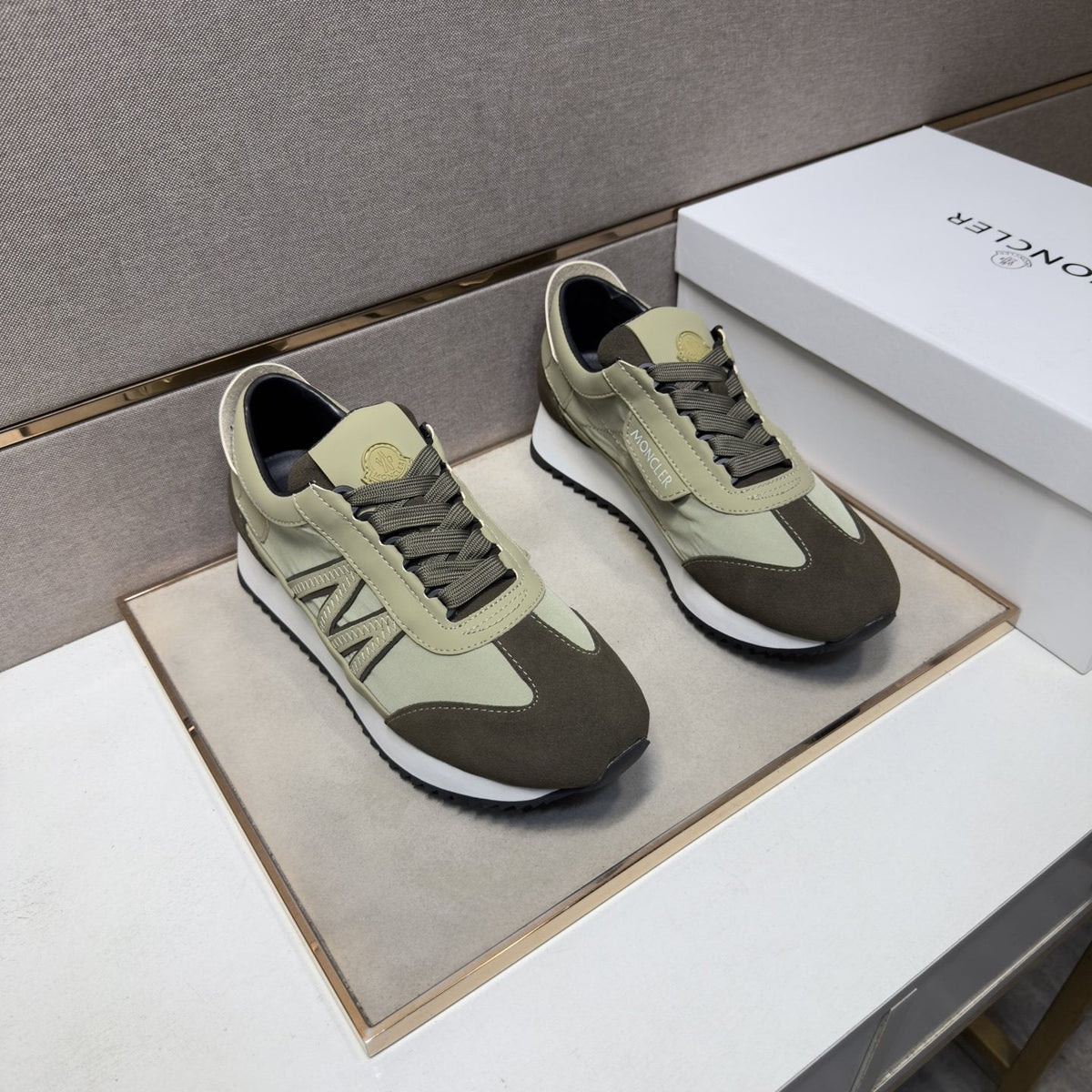 Moncler Olive Green Low-Top Sneakers