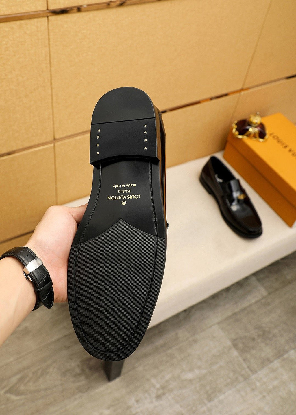 Louis Vuitton Black Leather Buckle Loafers