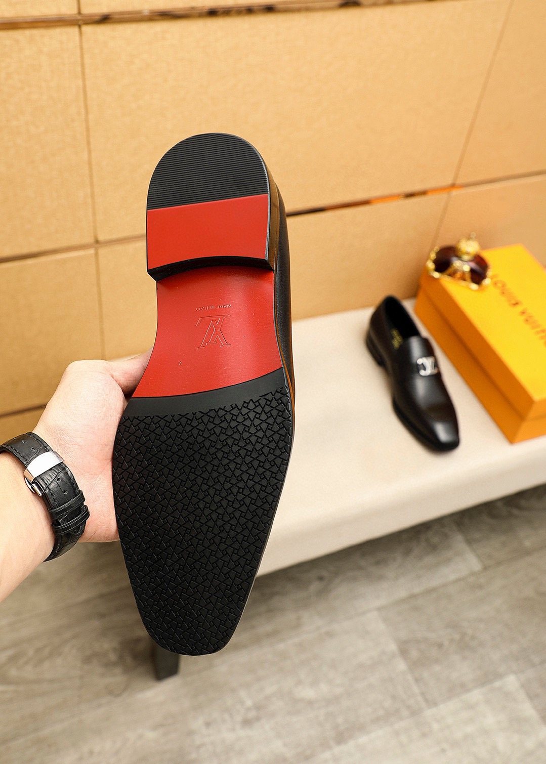 Louis Vuitton Black Hardware Loafers - Black Textured Leather Upper