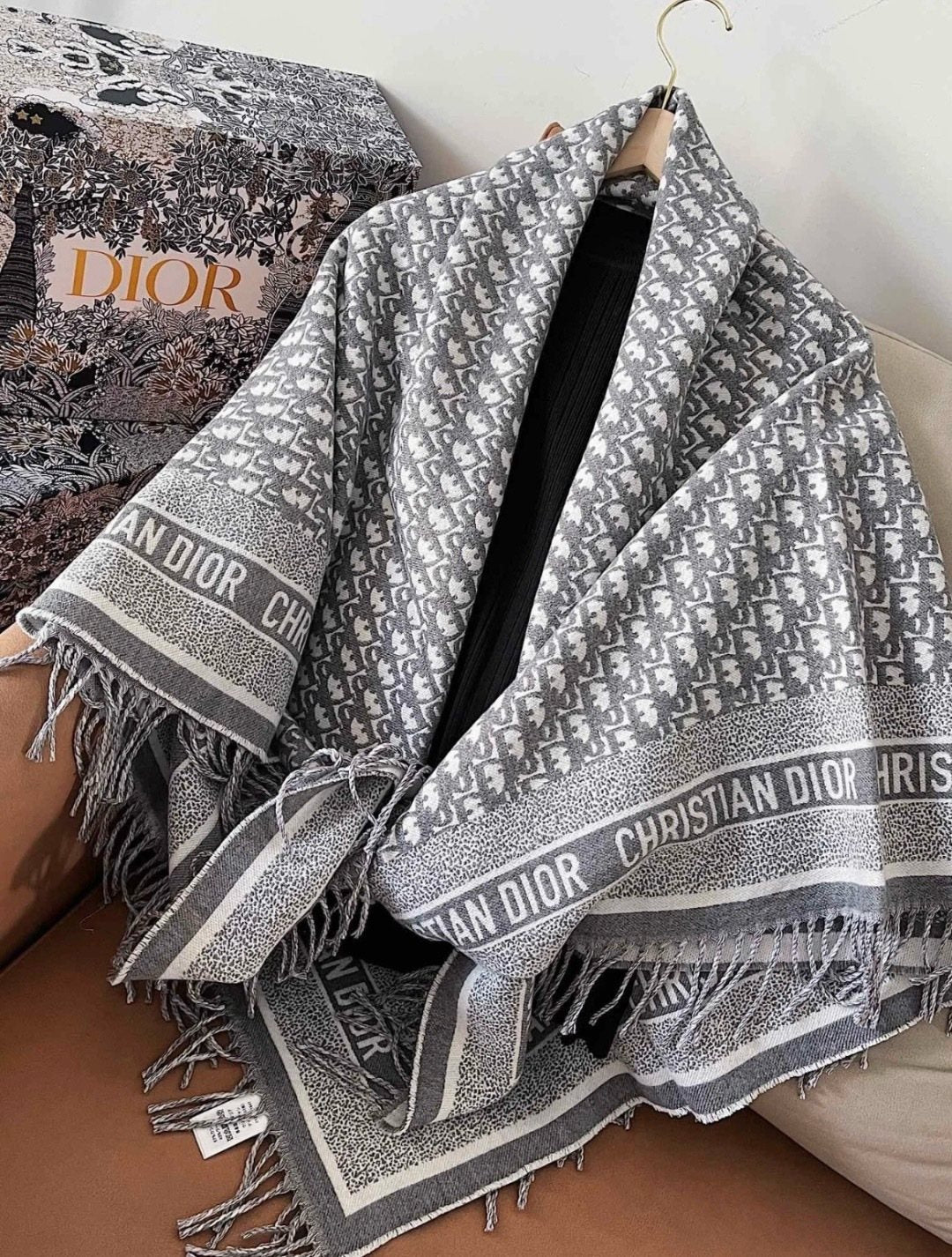 Dior Fringed Patterned Shawl
