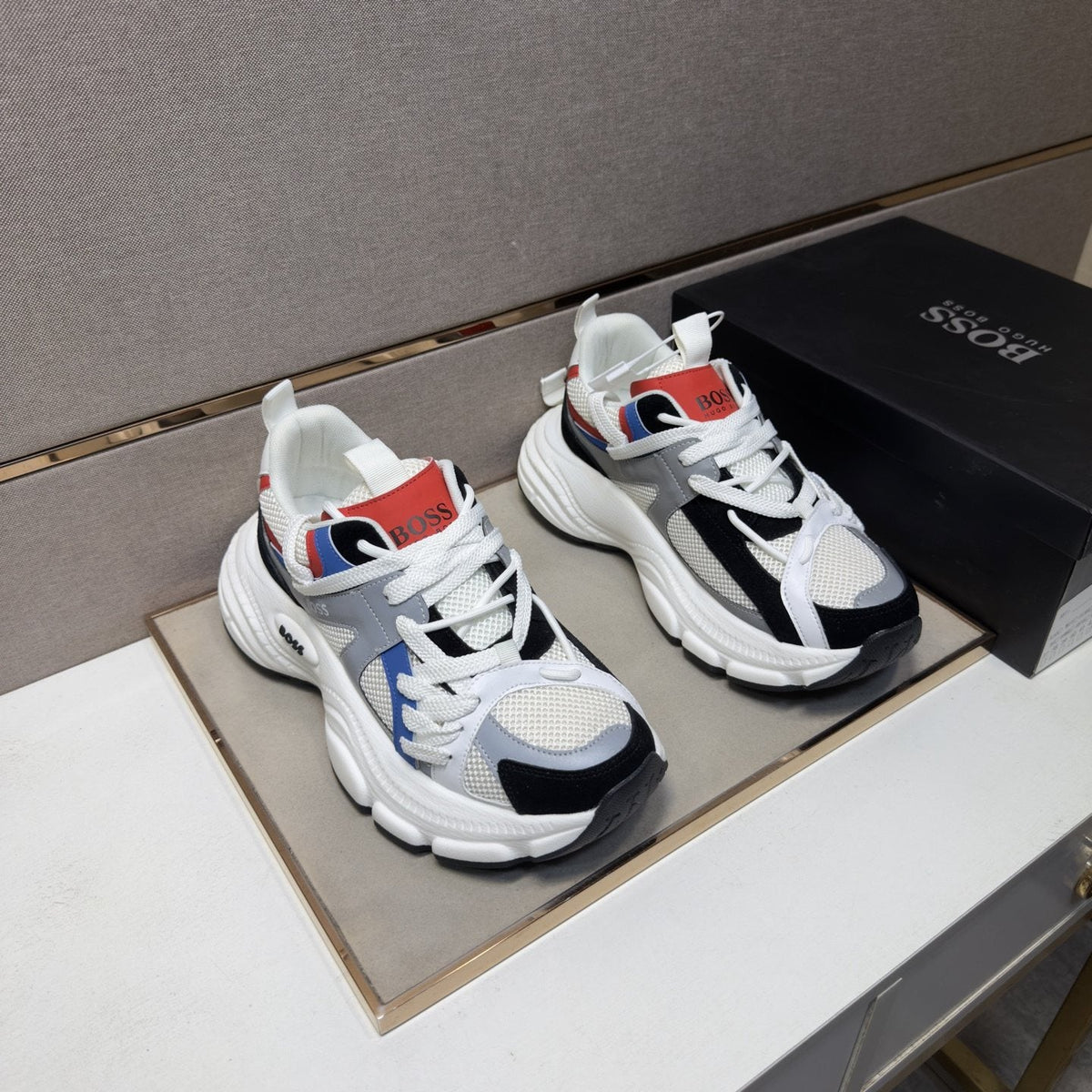 BOSS Men's Mesh Panel Low-Top Sneakers