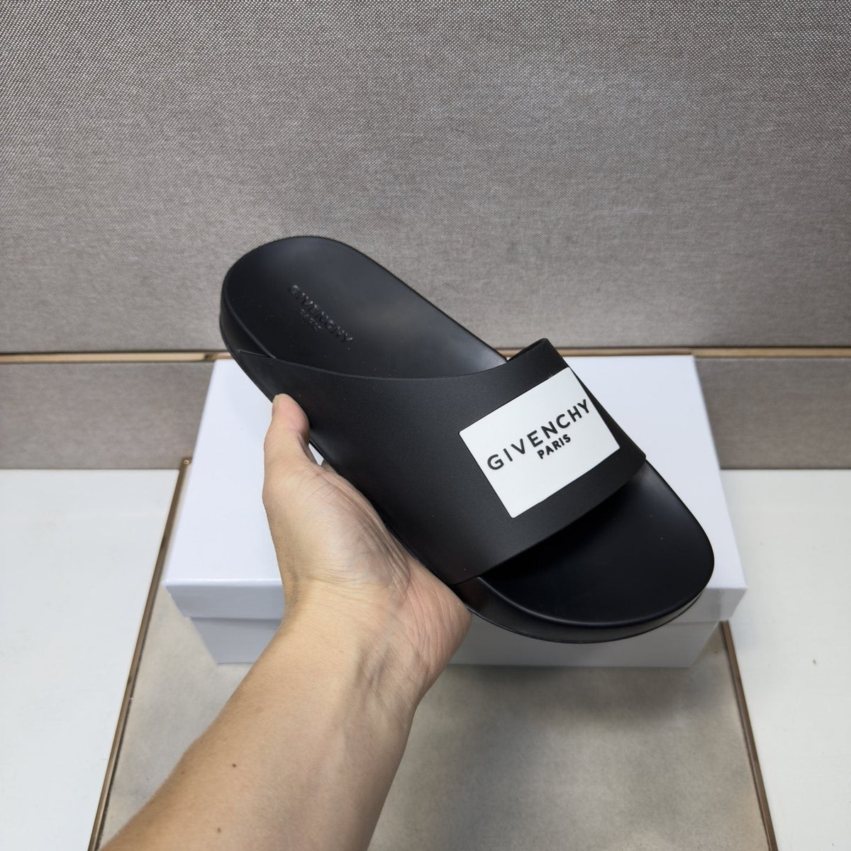 Givenchy Wordmark Patch Slide Sandals