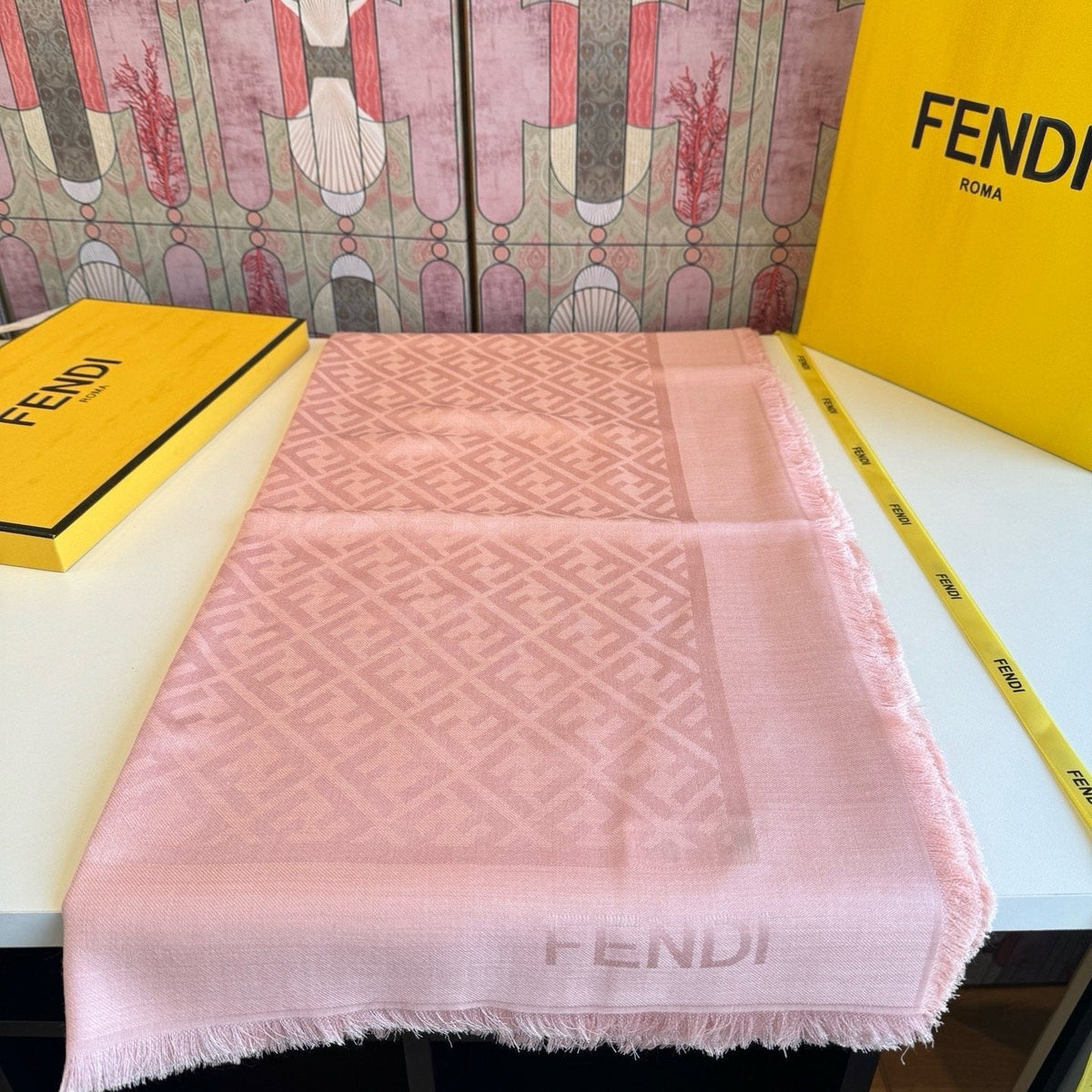 Fendi Fringed Monogram Scarf