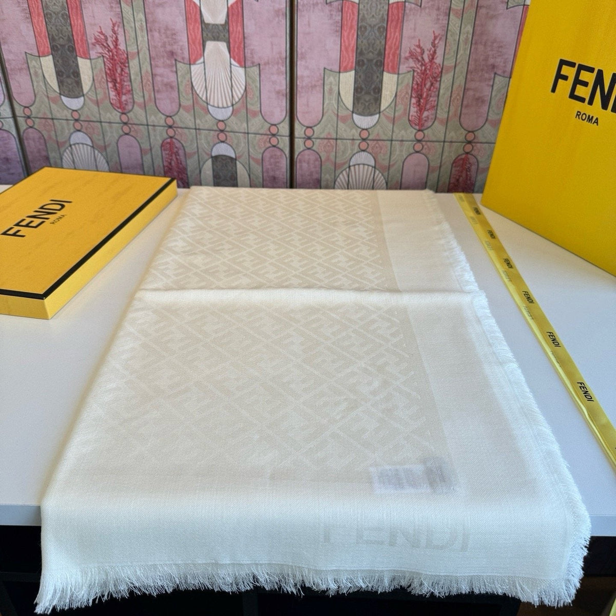 Fendi Fringed Monogram Scarf