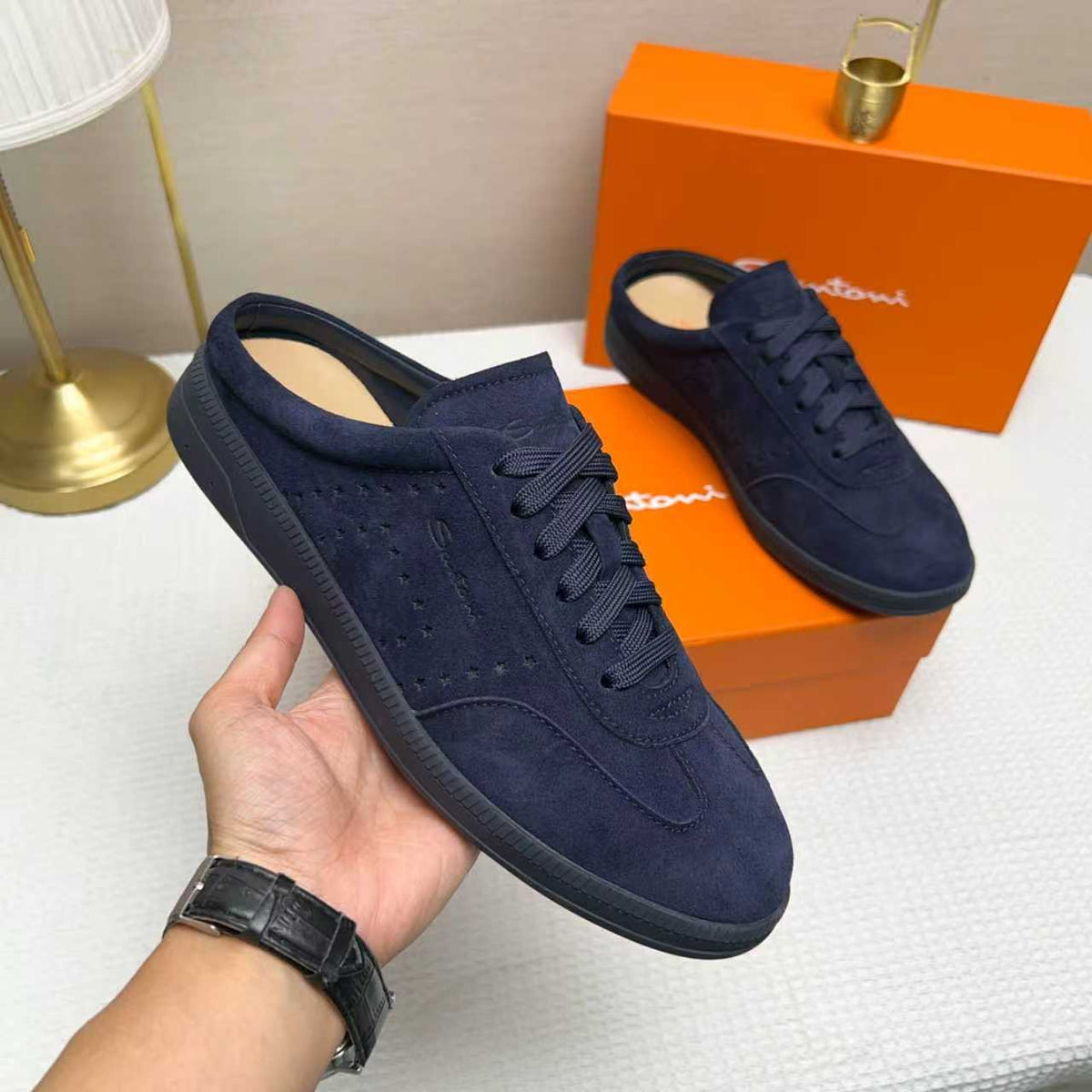 Santoni Perforated Low-Top Sneakers