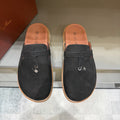 Backless Loafer Mules with Metal Ornament