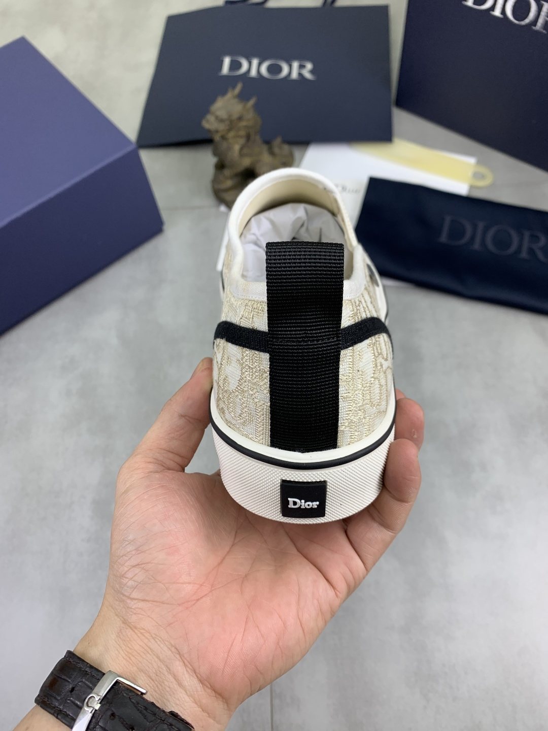 Dior Ivory Canvas Slip-On Sneakers