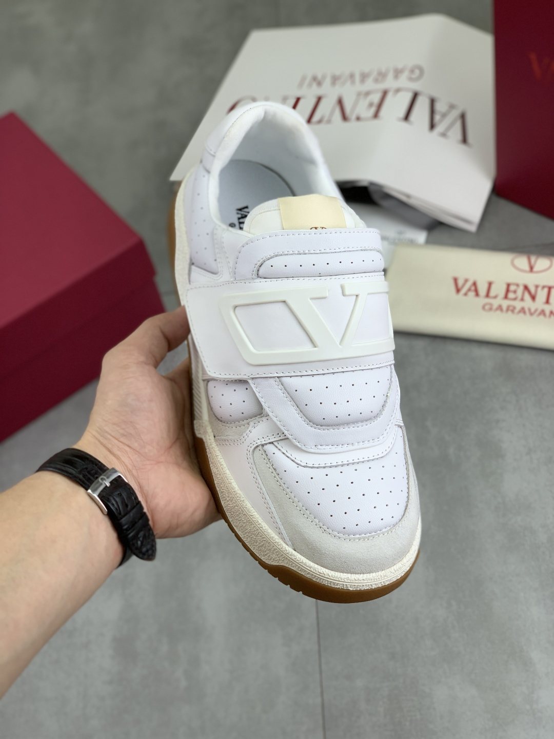 Valentino Double-Strap Low-Top Sneakers