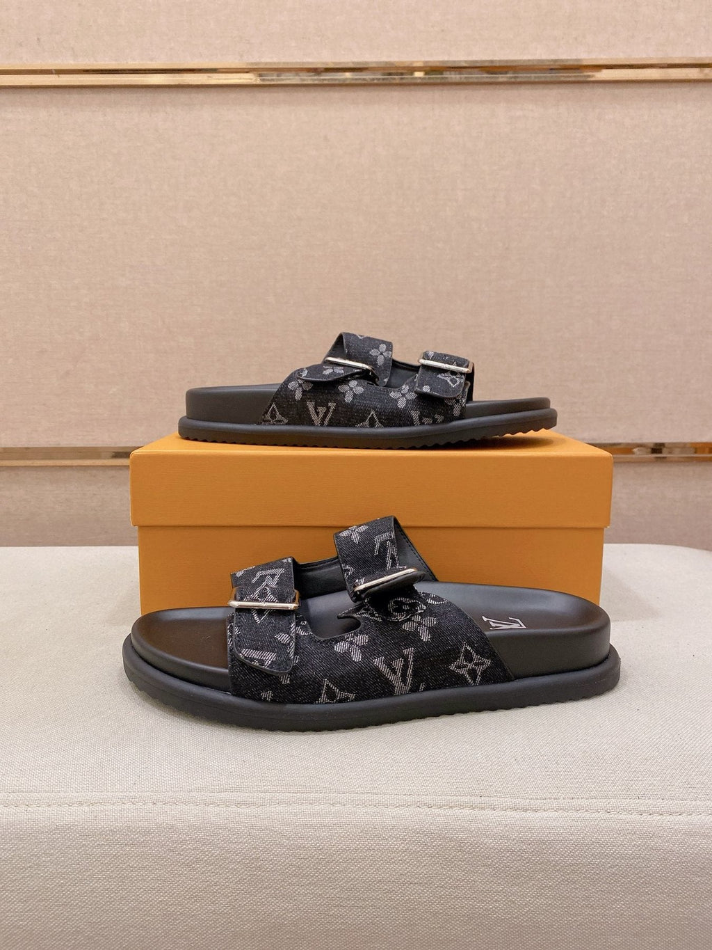 Louis Vuitton Men's Double-Buckle Slide Sandals