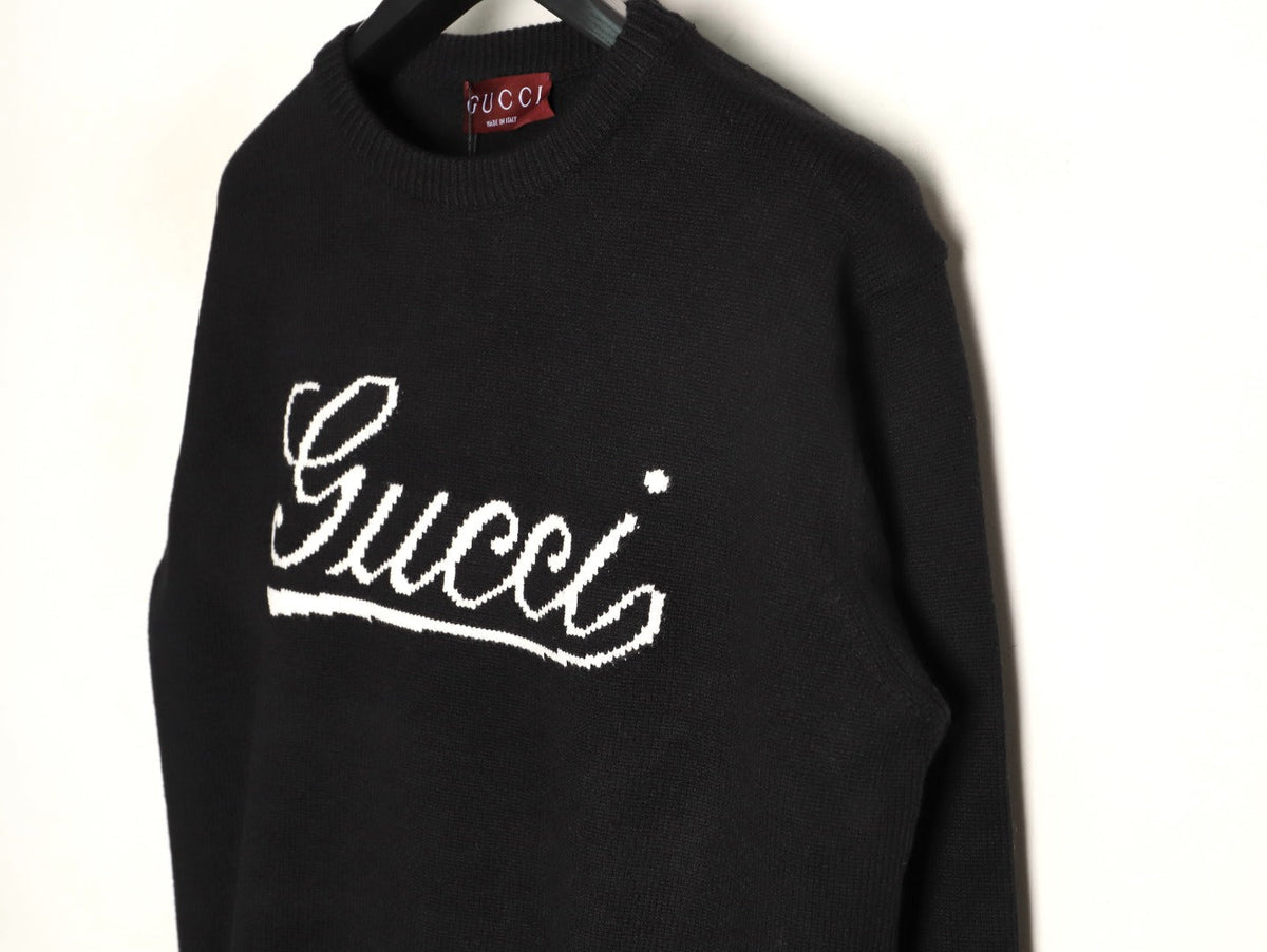 Gucci Signature-Logo Crewneck Sweater - Black